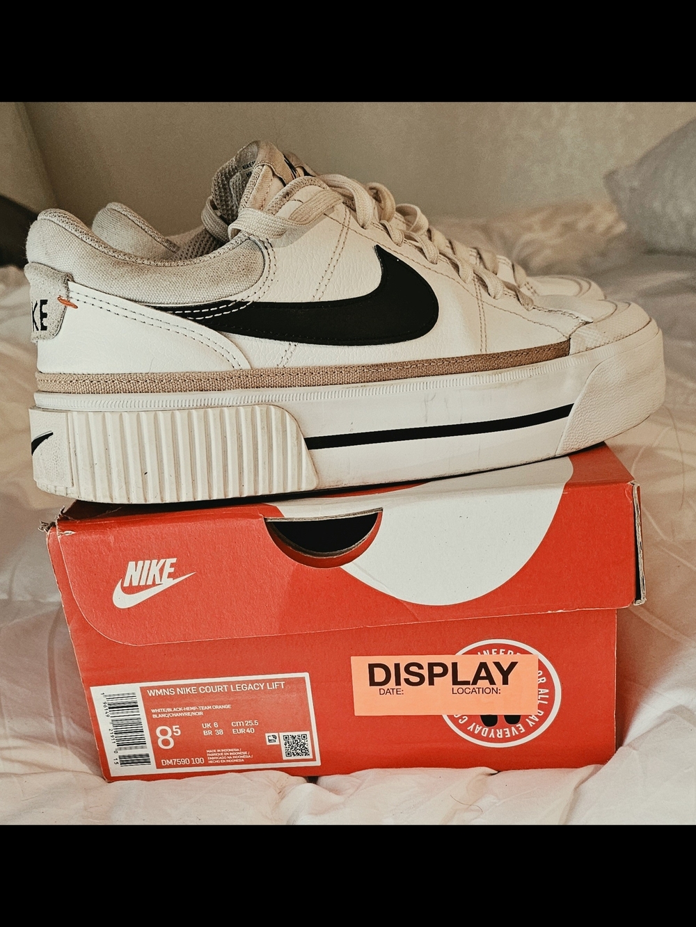Nike Women’s White and Black Platform Court Sneakers